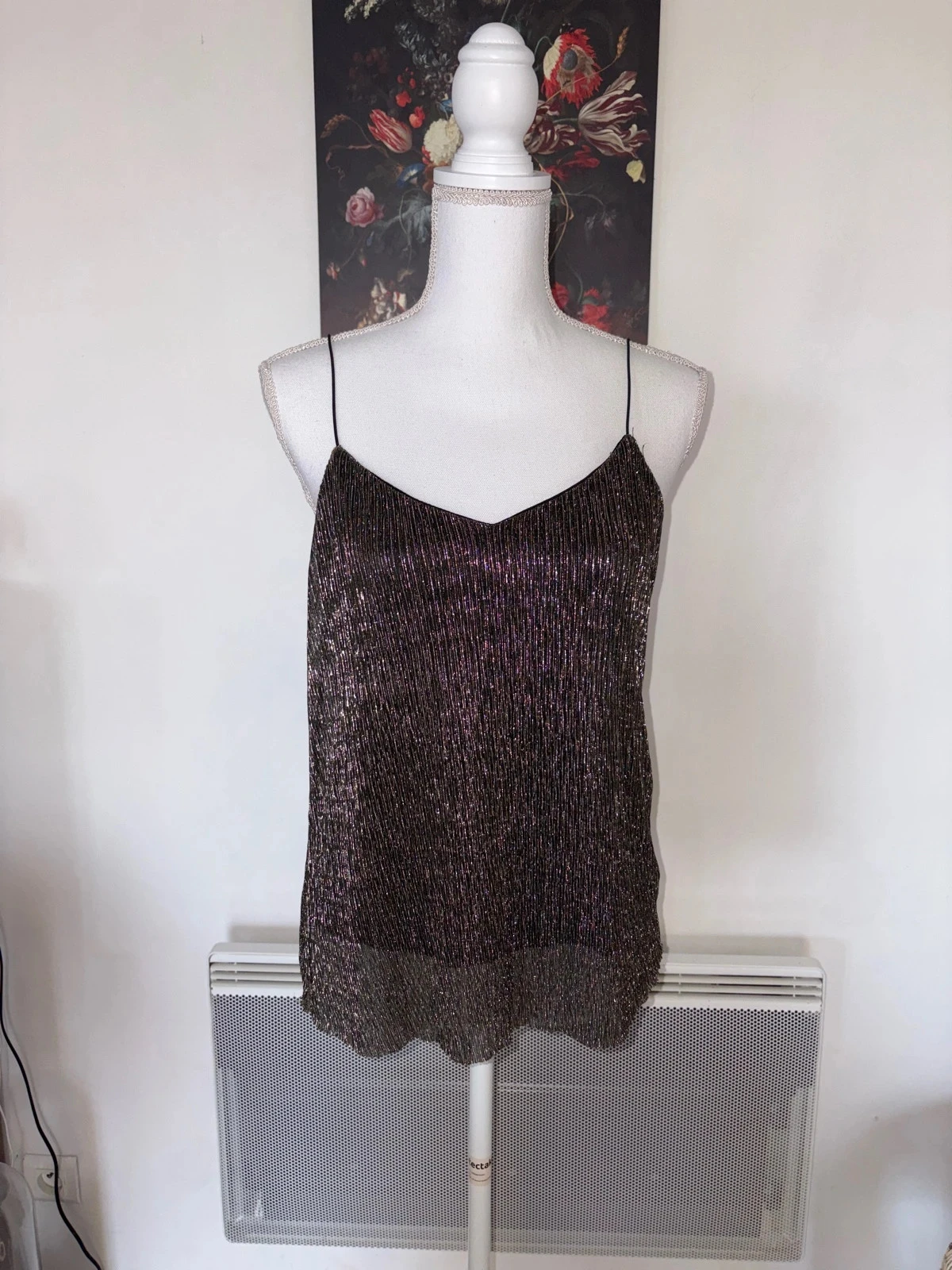 Débardeur brillant noir et doré Camille de Paris taille M / 38